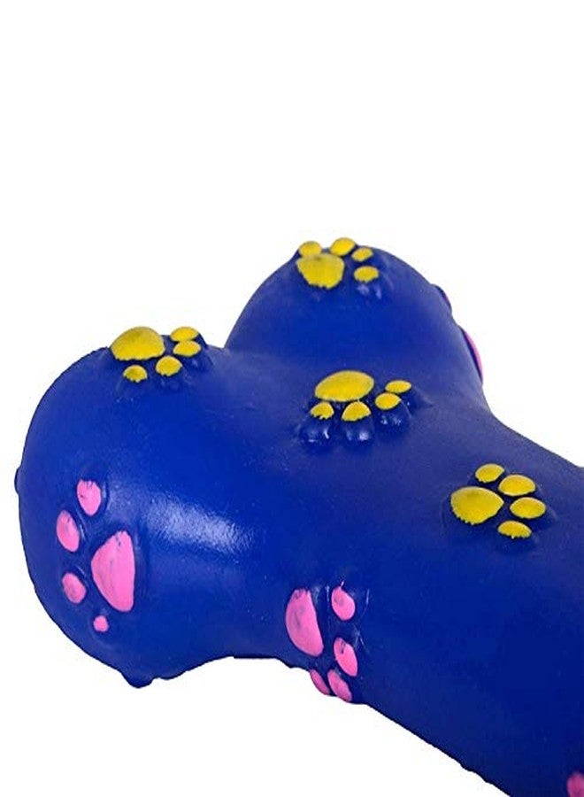 Pups&Pets Colorful Squeaky Paw Print Rubber Non Toxic Sound & Chew Bone Toy for Puppies & Small Dogs (Color May Vary). - Image 2